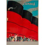 ANONYMOUS - CUNARD lithographic poster in colours, cond B+, backed on linen 39½ x 23½in. (100 x