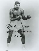 ALI, MUHAMMAD - Black and white photograph of Ali in a boxing pose, signed and dated Black and white