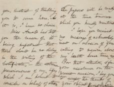 MARTINEAU, HARRIET - Autograph letter signed to an unknown recipient who promised to... Autograph