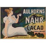 WIESE, Fr - AULHORNS NAHR-CACAO lithographic poster in colours, 1896, printed by Meisenback Riffarik