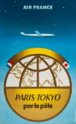 EXCOFFON, Roger (1910-1983) - AIR FRANCE, Paris-Tokyo par le Pole lithographic poster in colours,