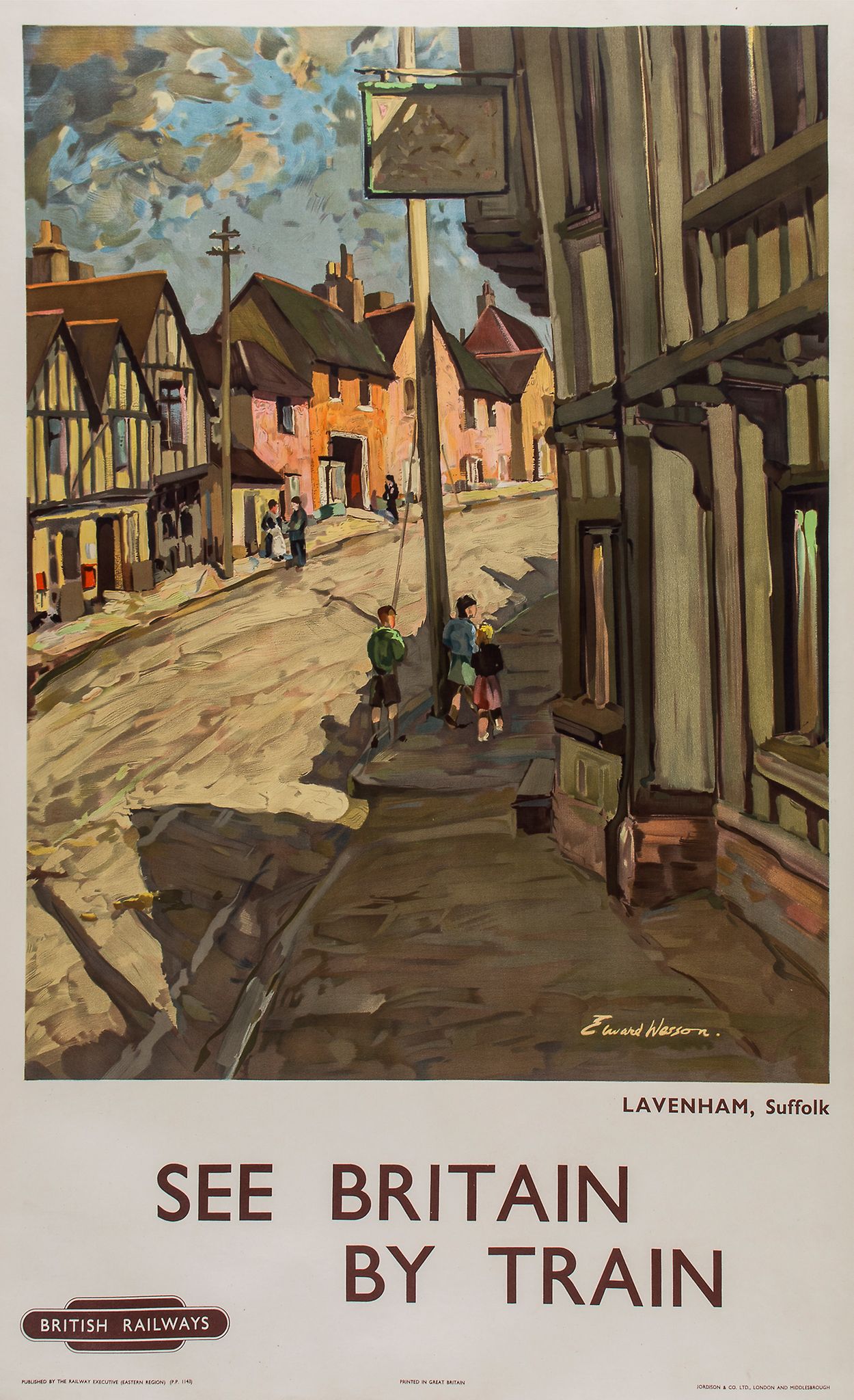 WESSON, Edward - SEE BRITAIN BY TRAIN, British Railways, Lavenham lithographic poster in colours,