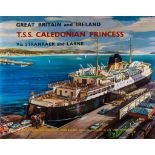 JOHNSON - T.S.S CALEDONIAN PRINCESS offset lithographic poster in colours, printed by Waterlow  &