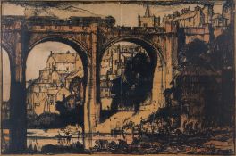 BRANGWYN, Frank William, Sir (1867-1956) - OVER THE NIDD lithographic in colours, backed on linen,