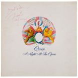 MERCURY, FREDDIE - A 12" vinyl copy of Queen's 1975 LP 'A Night at the Opera', signed A 12" vinyl