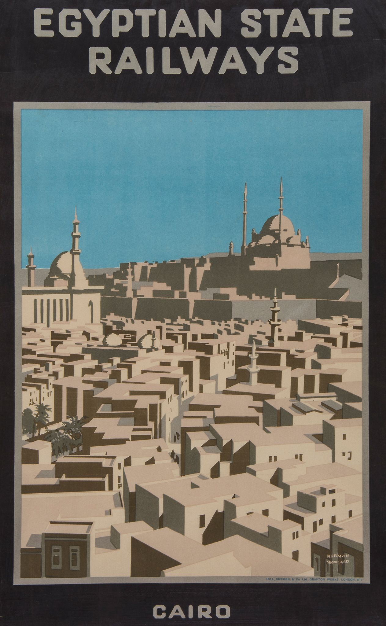 HOWARD, Norman - EGYPTIAN STATE RAILWAY, Cairo lithographic poster in colours, printed by Hill,