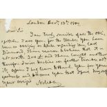 NELSON, HORATIO - Autograph letter signed to unknown recipient and reading Autograph letter