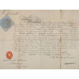 VICTORIA, QUEEN - Royal Warrant of Appointment countersigned by Queen Victoria at... Royal Warrant