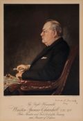 CHURCHILL, WINSTON - Offset lithograph after the oil painting 'Profile for Victory' by A Offset
