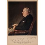 CHURCHILL, WINSTON - Offset lithograph after the oil painting 'Profile for Victory' by A Offset