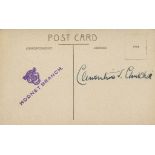 CHURCHILL, CLEMENTINE - Postcard signed in blue ink by Clementine Churchill, signed Postcard