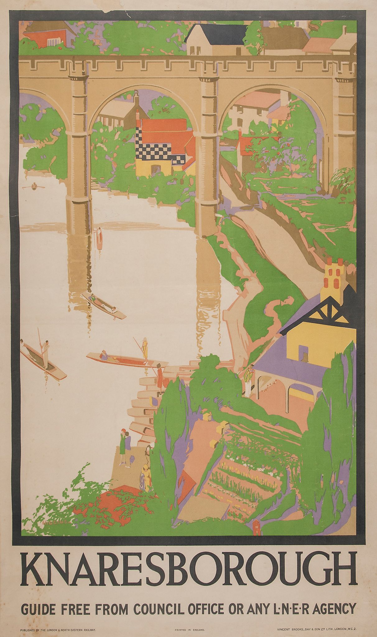 HIGGINS, Reginald (1877-1933) - KNARESBOROUGH, LNER lithograohic poster in colours, printed by