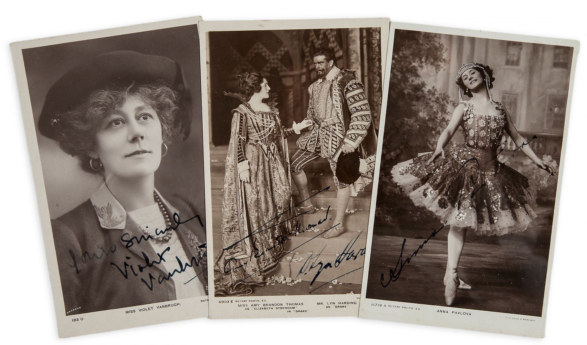 PAVLOVA, ANNA & OTHERS - Black and white vintage postcard photograph of Anna Pavlova as she... Black - Image 2 of 2