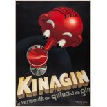 PATHE, E.P. - KINAGIN VERMOUTH lithographic poster in colour, c.1930, printed by, cond.A, backed