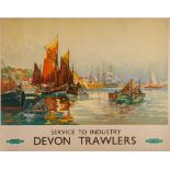MASON, Frank H - DEVON TRAWLERS, British Railways lithographic poster in oclours, c.1950, printed by