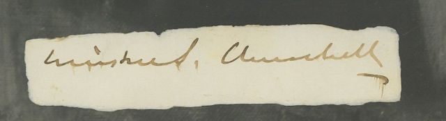 CHURCHILL, WINSTON - Clipped signature of Winston Churchill, ink slightly browned Clipped