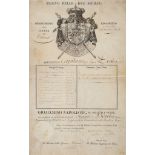 MURAT, JOACHIM, KING OF THE TWO SICILIES - Official document in Italian on vellum with the coat of
