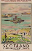 GILFILAN, Tom - SCOTLAND, its Highlands and Islands,Kishmul Castle lithographic poster in colours,