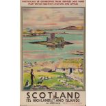 GILFILAN, Tom - SCOTLAND, its Highlands and Islands,Kishmul Castle lithographic poster in colours,