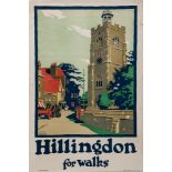 NEWBOULD, Frank, (1887-1951) - HILLINGDON for walks lithographic poster in colours, 1925, printed by