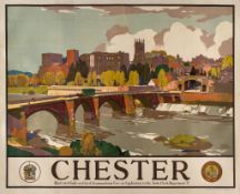 SQUIRRELL, Leonard Russell - CHESTER, LMS lithographic poster in colours, printed by S.C.Allen  &