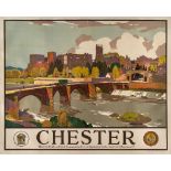 SQUIRRELL, Leonard Russell - CHESTER, LMS lithographic poster in colours, printed by S.C.Allen  &