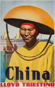 BOCCASILE, Gino (1901-1952) - CHINA, Lloyd Triestino offset lithographic poster in colours,  printed