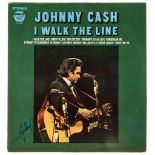 CASH, JOHNNY - A 12" vinyl copy of 'I Walk The Line', with original sleeve signed... A 12" vinyl