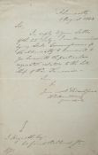 HMS TEMERAIRE - Autograph letter from a member of the Admiralty to J Autograph letter from a