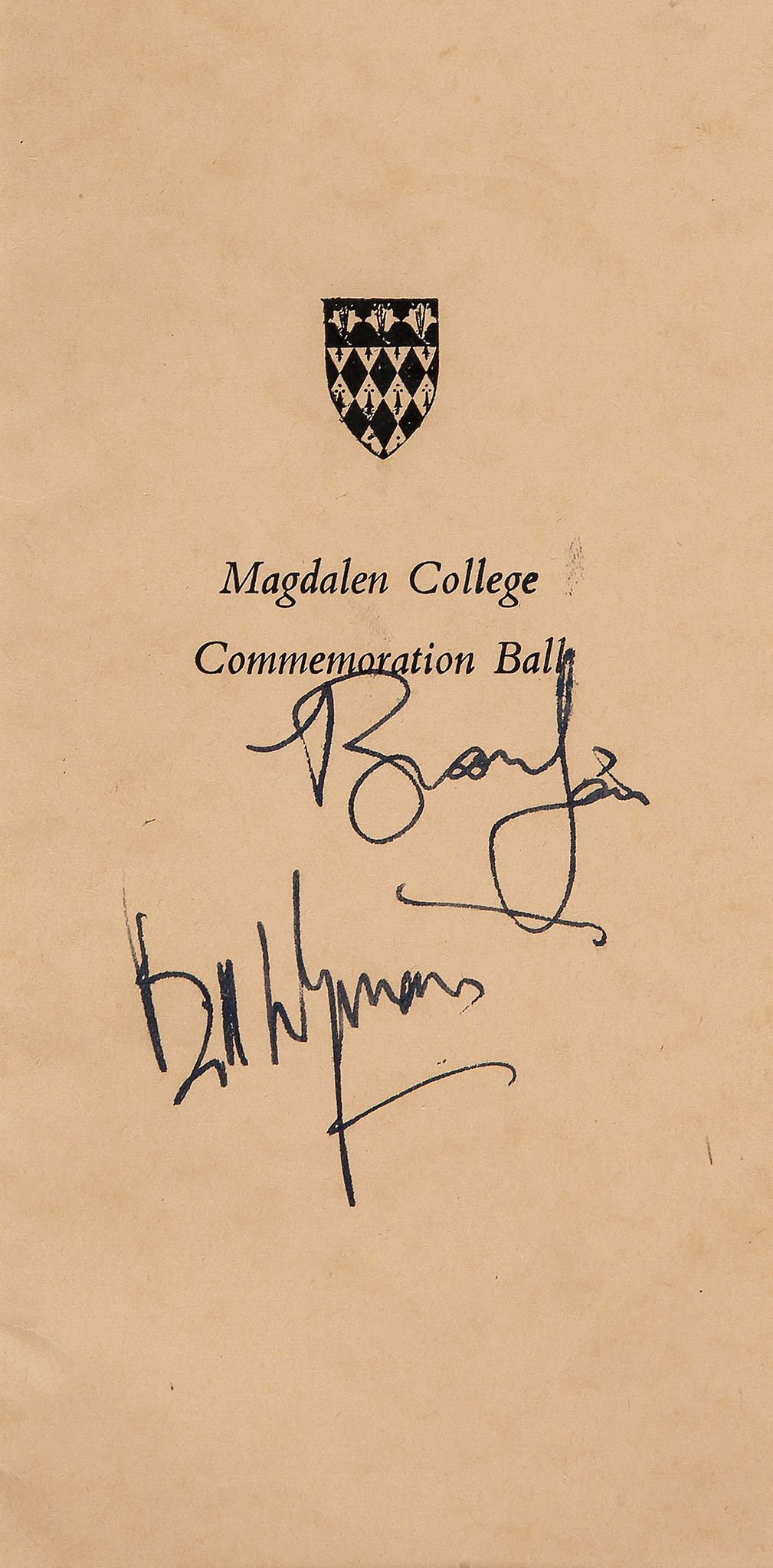 WYMAN, BILL & BRIAN JONES - A rare 'Magdalen College Commemoration Ball' programme A rare '