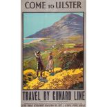 ANONYMOUS - COME to ULSTER, Travel by Cunard Line lithographic poster in colours, c.1930, printed by