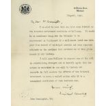 CHURCHILL, WINSTON - Typed letter signed to John Pennington regarding Mr Typed letter signed (