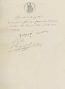 POPE PIUS X - Autograph receipt, in Italian, signed on behalf of the Archpriest... Autograph