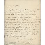 PELHAM, THOMAS 1ST EARL OF CHICHESTER - Autograph letter signed addressed to "My dear Sir John"