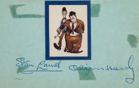 LAUREL, STAN & OLIVER HARDY - Blue ink signatures by Stan Laurel and Oliver Hardy on an album...