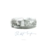 NIXON, RICHARD - A card featuring an engraved image of the White House and signed... A card