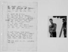 WILLIAMS, ROBBIE - Handwritten draft lyrics for the song Þceiving Is Believing' Handwritten draft