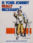 THOMAS Bert - IS YOUR JOURNEY REALLY NECESSARY? lithographic poster in colours, printed by Haycock