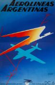 COLIN, Paul (1892-1986) - AEROLINEAS ARGENTINAS lithograhic poster in colours, printed by
