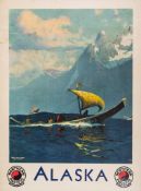 LAURENCE, Sydney  (1865-1940) - ALASKA, Northern Pacific offset lithographic poster in colours,