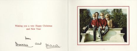 DIANA, PRINCESS AND PRINCE CHARLES - Royal Christmas Card signed by Charles Prince of Wales, and