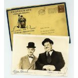 LAUREL, STAN & OLIVER HARDY - Black and white, half length photograph of Stan Laurel and Oliver...