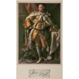 GEORGE III, KING - Signature clipped from a larger document, mounted together with a...