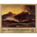 CAMERON, Sir David Young (1865 -1945) - THE SCOTTISH HIGHLANDS, LMS lithographic poster in