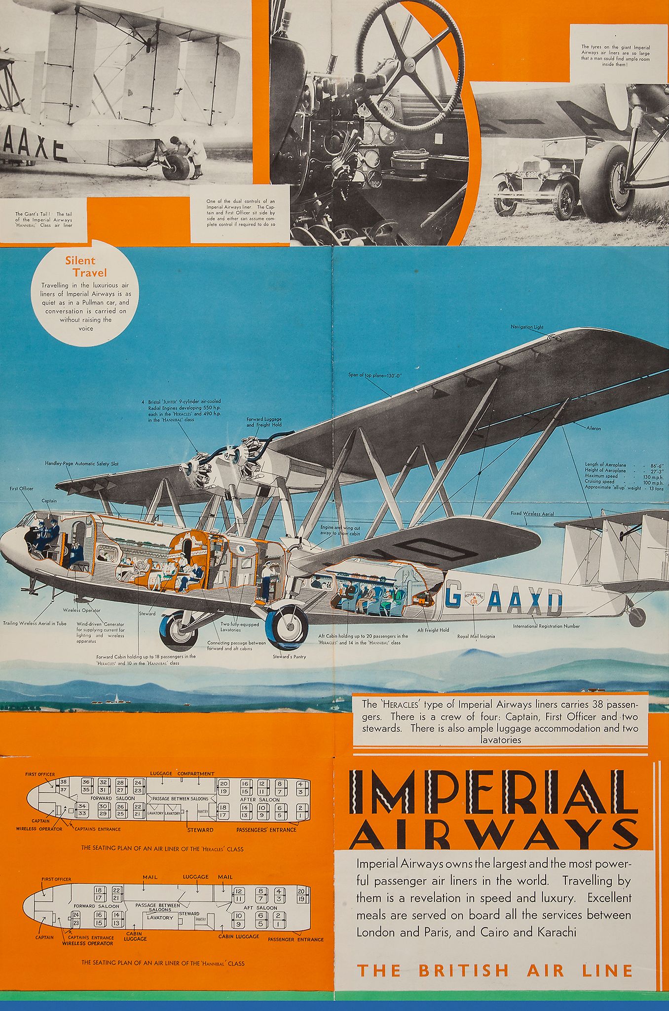 ANONYMOUS - IMPERIAL AIRWAYS, The British Air Line offset lithographic poster in colours, 1932,