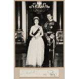 ELIZABETH II, QUEEN & PRINCE PHILIP - A. BUCKLEY - Black and white, full length official