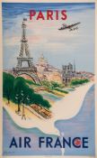 MANSET, REGIS - AIR FRANCE, Paris lithographic poster in colours, 1950, printed by SNAP, Paris,  not