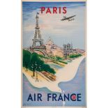 MANSET, REGIS - AIR FRANCE, Paris lithographic poster in colours, 1950, printed by SNAP, Paris,  not