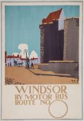 KAUFFER, Edward McKnight RDI (1890-1954 - WINDSOR BY MOTOR BUS lithographic poster in colours, 1920,