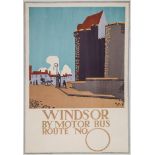 KAUFFER, Edward McKnight RDI (1890-1954 - WINDSOR BY MOTOR BUS lithographic poster in colours, 1920,